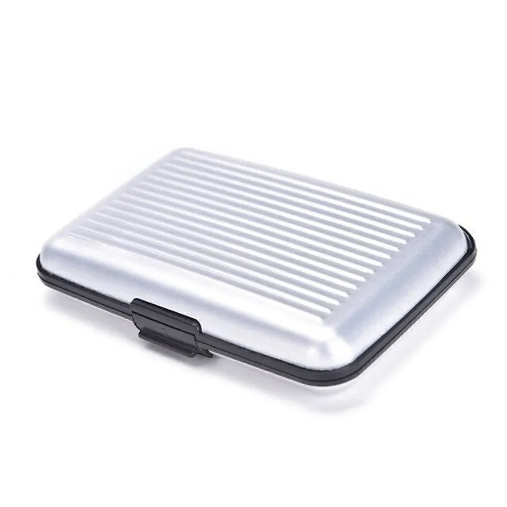 Silver RFID Blocking Credit Card Holder Case Anti Scan Unisex Wallet